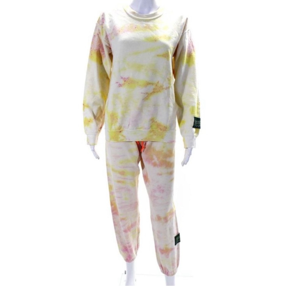 DANZY Tie Dye Collection Sweatpants Pastel Sunset Yellow and Pink Small/XS